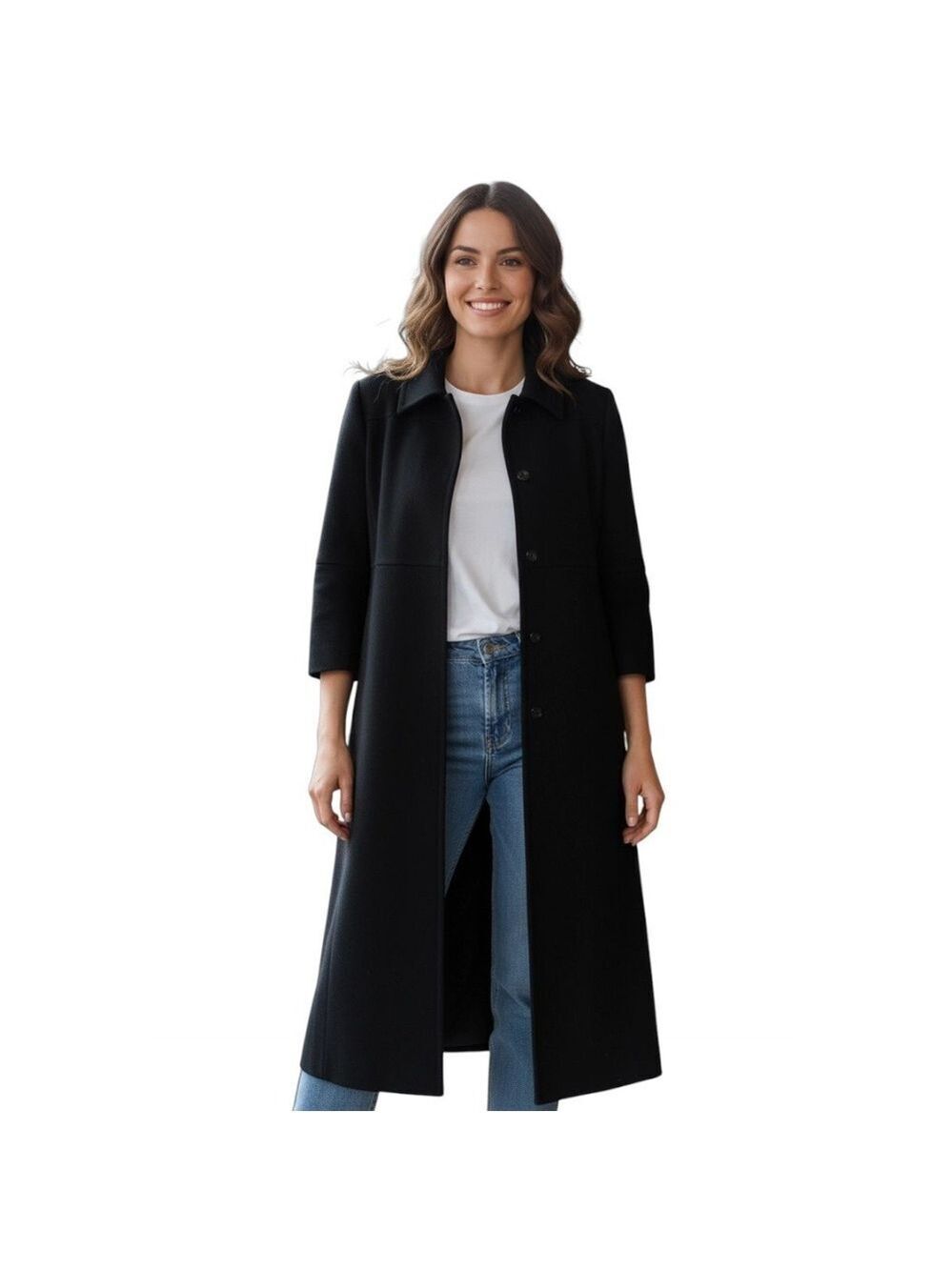 Harve Benard Vintage Black Long A-Line Wool Blend Coat Sz 10